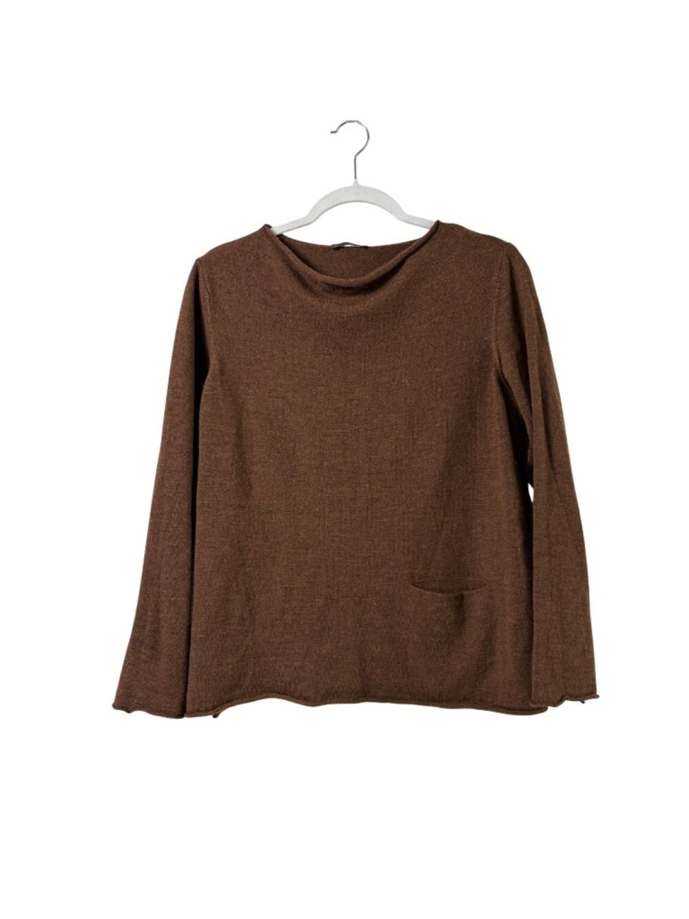 OSKA Sweater Womens 2 US 8 10 Brown Long Sleeve Virgin Wool‎ Roll Collar Boxy